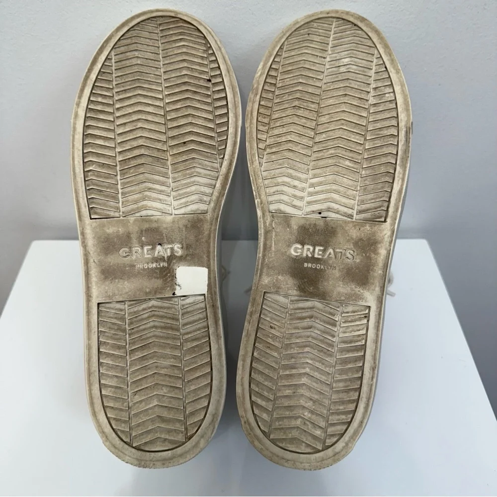 Greats Brooklyn White Leather Sneaker Lace Up Low Top Mens Size 10 Made in Italy